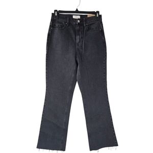 PacSun Stretch Crop Bootcut High-Rise Jeans Black Raw Hem